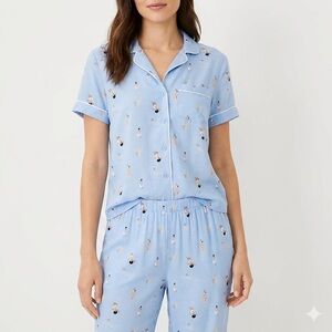 LOFT Light Blue Pajama Set with Print